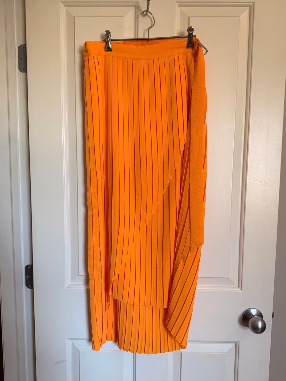 Vintage Box Pleat Yellow Orange Wrap Midi Midaxi Skirt